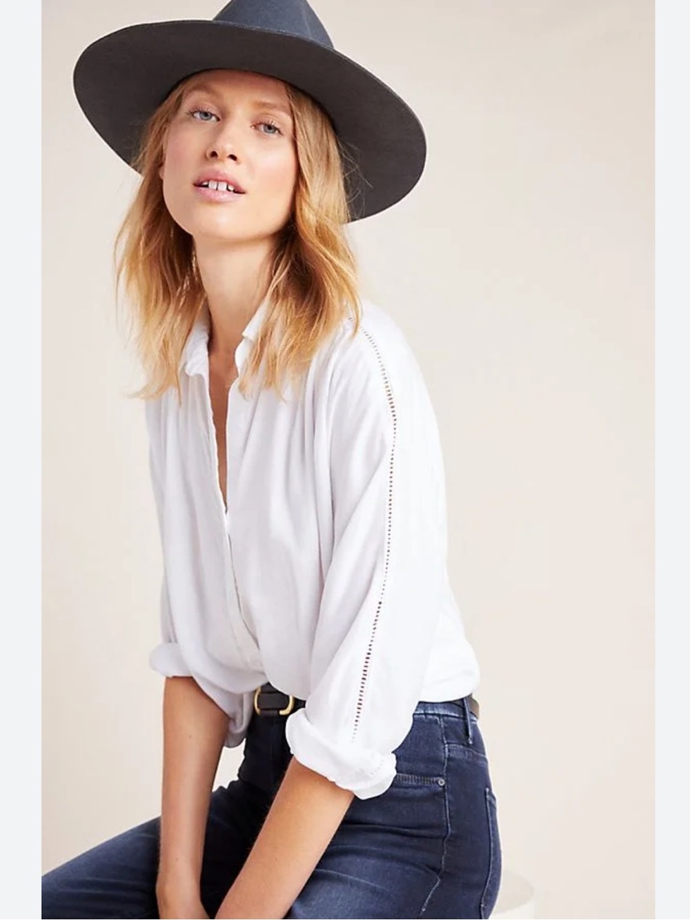 cloth & stone X Antropologie White Landry Button Down Shirt In White
